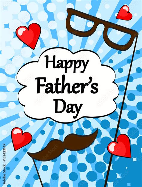 Happy Fathers Day Greeting Card Vintage Retro Pop Art Comic Style