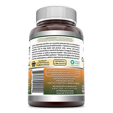 Buy Amazing Formulas Calcium Magnesium Zinc D3 500 Tablets Per Bottle Calcium 1000mg