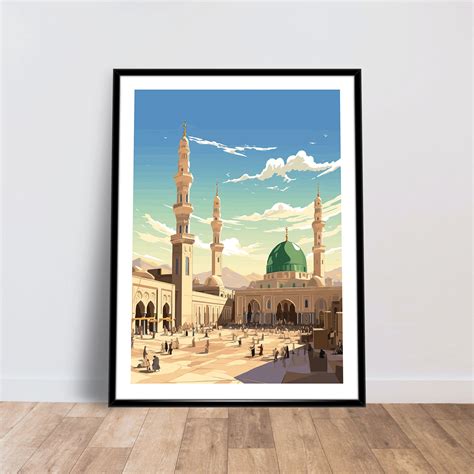 Al Masjid An Nabawi Prophets Mosque Digital Poster Islamic Wall Art