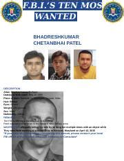 Fbi Ten Most Wanted F B I S Ten Most Wanted Bhadreshkumar Chetanbhai