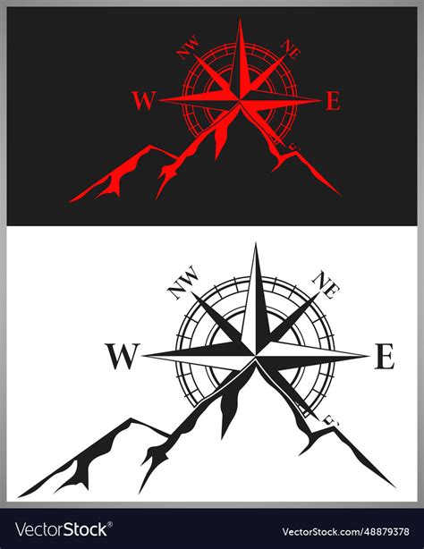 Car Sticker Compass Rose Navigate Mountain Vector Image