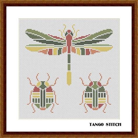 Dragonfly And Two Cute Bugs Cross Stitch Pattern Tango Stitch