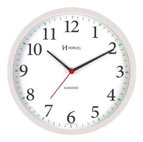 Reloj De Pared Silencioso Redondo Blanco Herweg S Mercadolibre