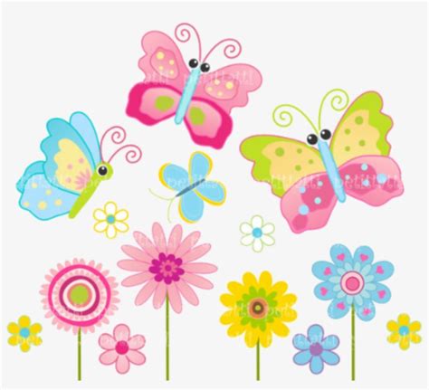 Cute Butterfly And Flower Clipart Png Cute Butterfly Vector Png