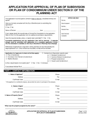 Fillable Online Application For Approval Of A Draft Plan Of Subdivision