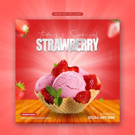 Premium PSD Special Delicious Ice Cream Social Media Banner Post