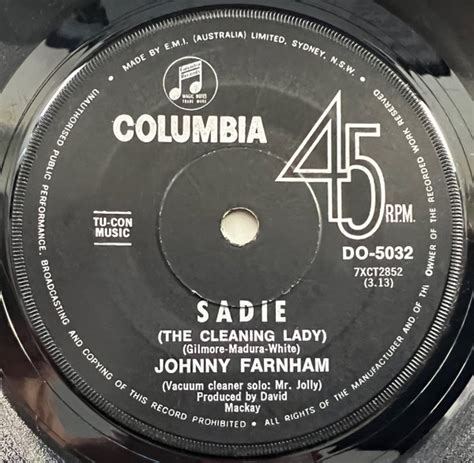 Johnny Farnham Sadie The Cleaning Lady Vinyl Black Labels 7