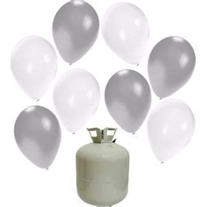 Helium Tank Met Zilver En Witte Ballonnen Bruiloft Heliumgas Met