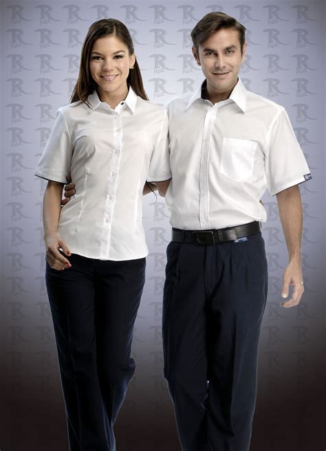 Uniforme Corporativo De Dos Piezas Con Pantal N Azul Marino Y Camisa