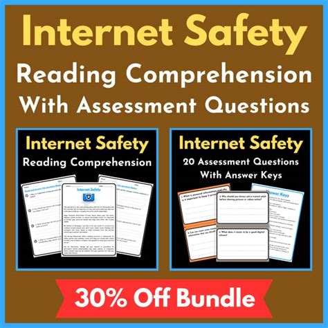 internet safety reading comprehension assessment questions bundle