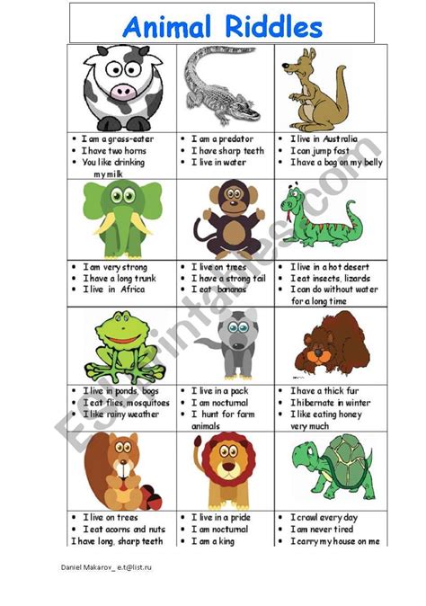 Animal Riddles_Guess an animal - ESL worksheet by Danissimo