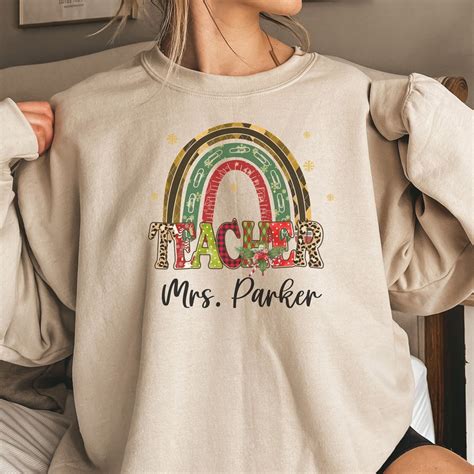 Custom Teacher Last Name Sweatshirt Teacher Mrs Sweatshirt Cute