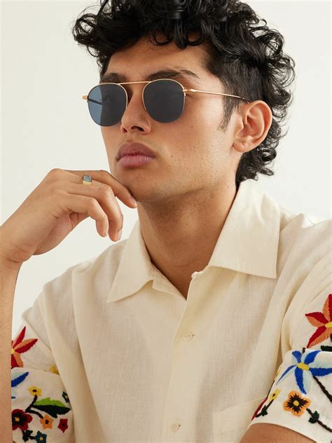 Ahlem Place Saint Sulpice Aviator Style Rose Gold Tone Sunglasses Ahlem