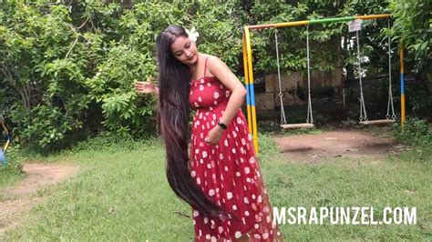 Msrapunzel New Indian Rapunzel Flaunts Her Knee Length Hair In A Garden Youtube