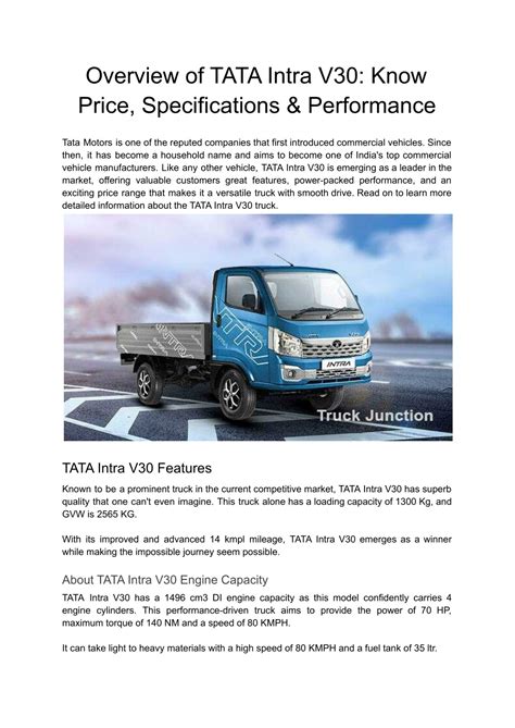 Ppt Overview Of Tata Intra V30 Know Price Specifications