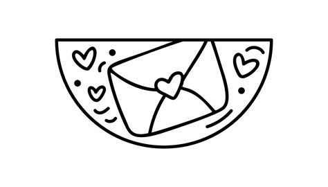 Hand Drawn Valentine Vector Envelope With Hearts Constructor In Half