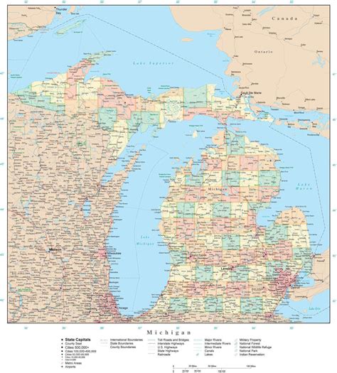 Detailed Map Of Michigan Cities