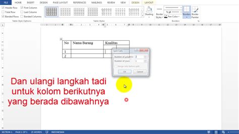 Cara Membuat Tabel Baris Kolom Dalam Microsoft Word Youtube