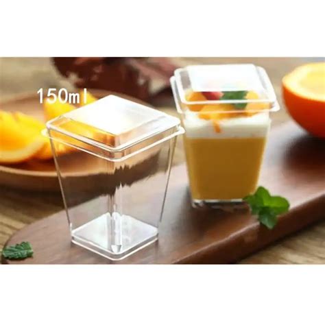 Pcs Lot Oz Hard Plastic Disposable Dessert Cake Cup With Lid Small