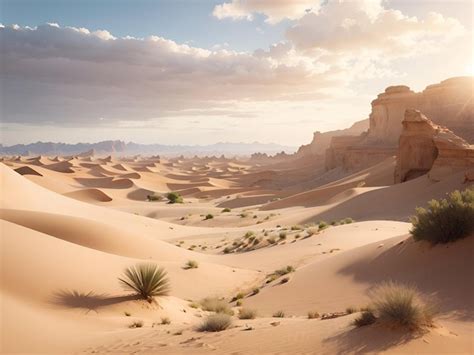 Premium Photo Arid Mirage Unveiling Desert Dreams Sand Dunes And Arid