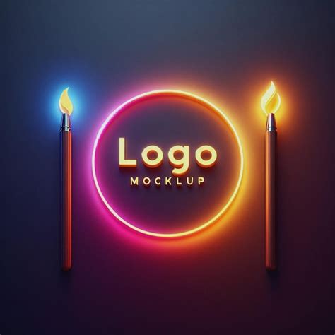 Premium Photo 3d Neon Logo Mockup