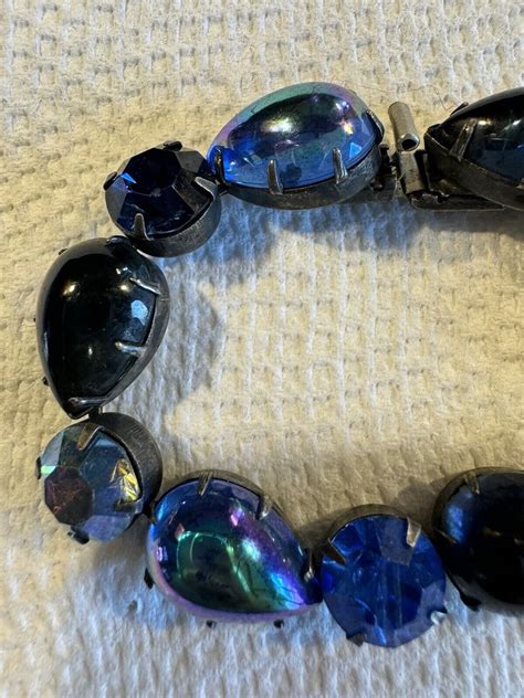 Vintage REGENCY Blue Aurora Borealis Bracelet Signed Gem