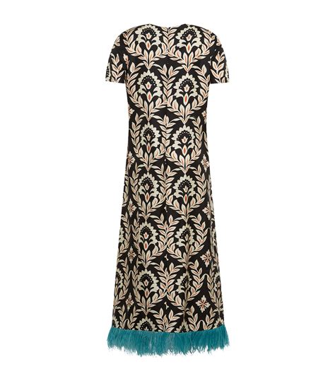 Womens La Doublej Black Feather Trim Swing Midi Dress Harrods Us