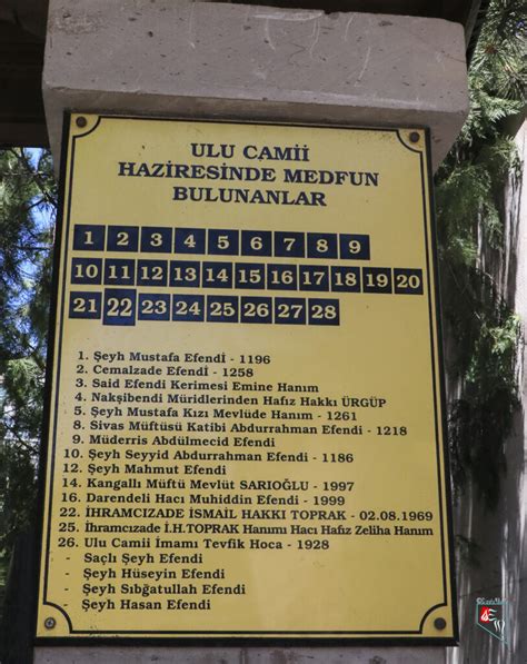 Sivas Ulu Camii Haziresi K Lt R Envanteri