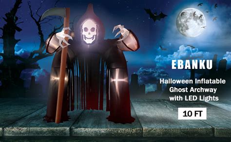 Ebanku 10ft Halloween Inflatable Ghost Archway Outdoor Blow Up Haunted Arch With Build In Leds