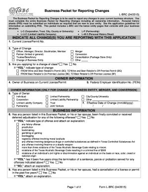 Business Packet For Reporting Changes Licensing Form Tabc State Tx