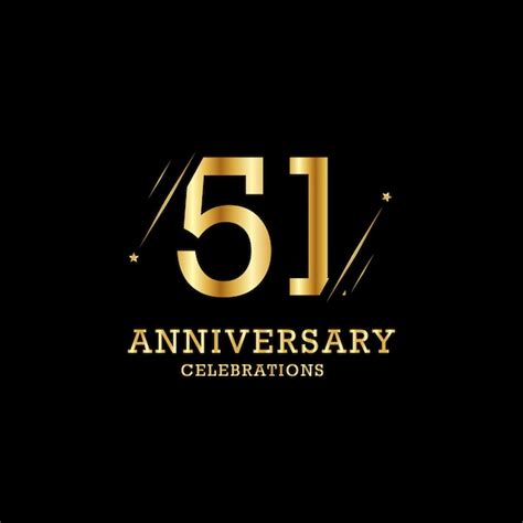 Premium Vector 51 Years Anniversary With Gold Line And Stars