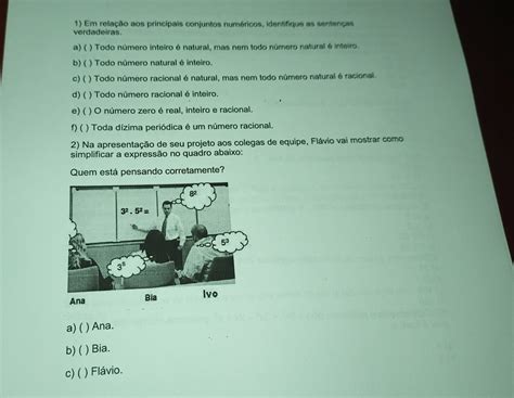 Solved 1 Em relação aos principais conjuntos numéricos identifique