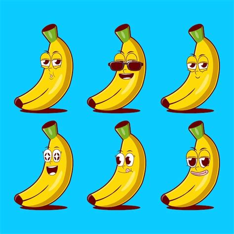 Premium Vector Vector Cartoon Emojis Of Banana Fruit