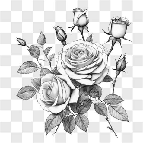 Descarga Dibujo de Rosas en Blanco y Negro Sketches En Línea Creative