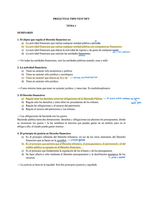 Preguntas DFT Examen Tipo Test Derecho Financiero Y Tributario I