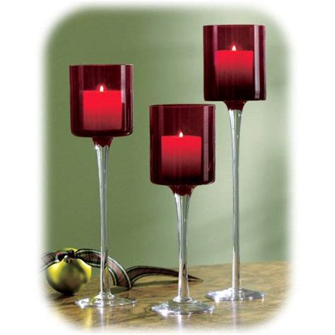 Long Stems Red Glass Candle Holder Long Stem Candle Holders Cozy Candles