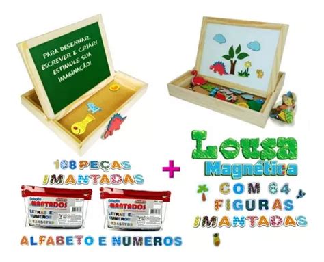 Imã Alfabeto Números Letras 2x Lousa Magnética Infantil