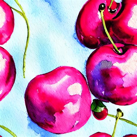 Pink Cherries Watercolor Pattern Creative Fabrica