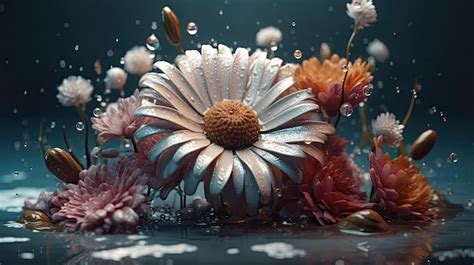 Premium Ai Image A Flower In Water With Bubbles And Flowers