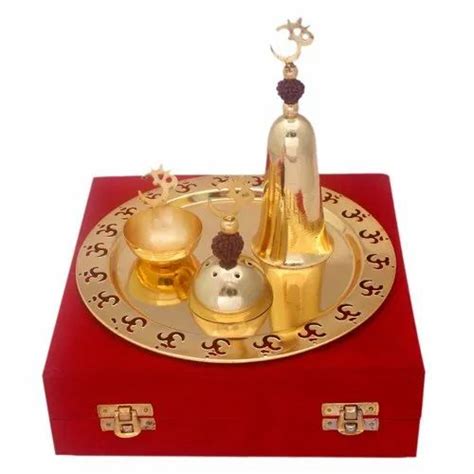 Gold Plated Round Brass Pooja Thali For Use For Worship At Rs 789