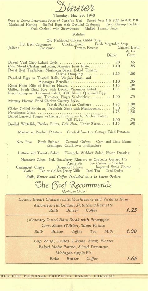 A Vital City Vintage Menu Diner Menu Vintage Restaurant