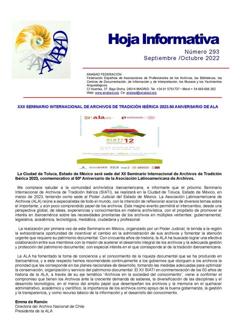 Hoja Informativa Septiembre Octubre 2022 Anabad