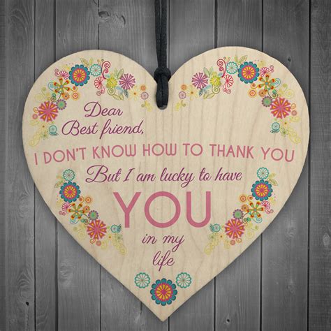 Dear Bestfriend Wooden Hanging Heart Friendship Sign Plaque T