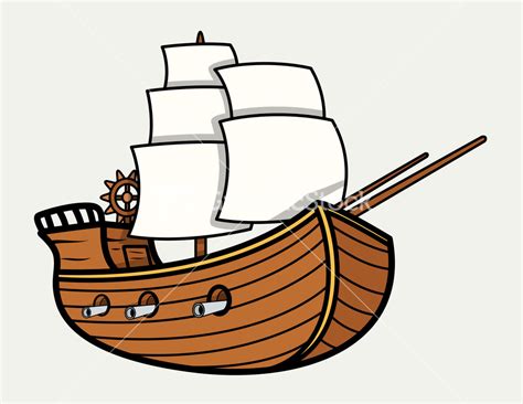 Old Vintage Sea Ship - Vector Cartoon Illustration Stock Image