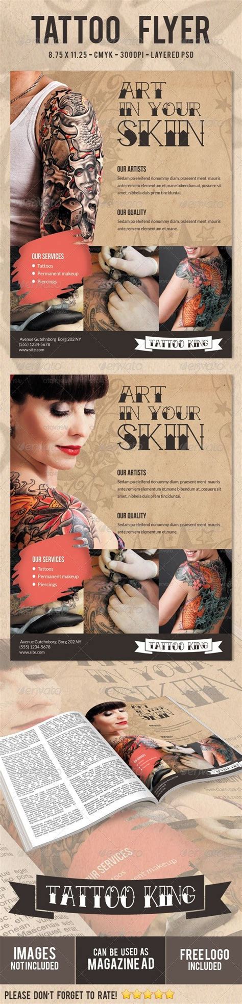 Tattoo Flyer Print Ad Tatuagens Ideias Publicidade