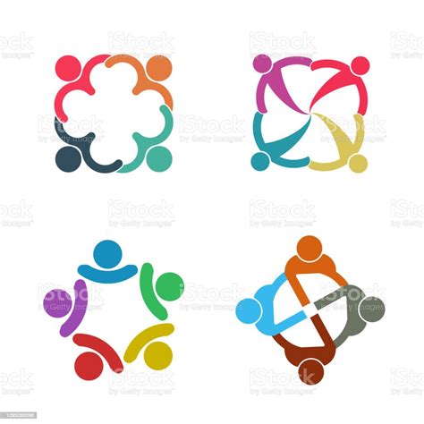 Graphic Group Connecting People Connection Logo Set Team Work In A