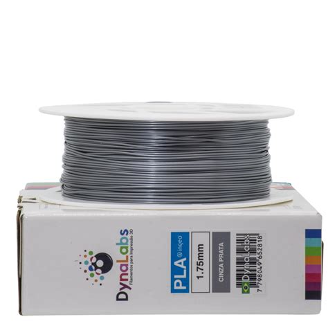 Filamento PLA Ingeo Cinza Prata Dynalabs 1 75mm 1kg Loja 3D