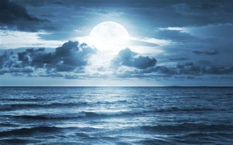 ocean, Sea, Moonlight, Dramatic, Scene, Full, Moon, Beautiful, Nature ...