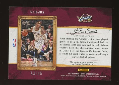 2015 16 Panini Court Kings Impressionist Ink J R Smith Cavaliers AUTO