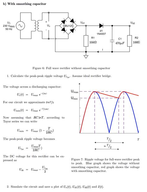 Solved b) With smoothing capacitor Figure 6: Full wave | Chegg.com